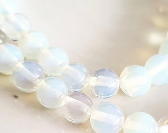 Perles Opaline Opalite naturelles. 12mm, 10mm, 8mm, 6mm ou 4mm.