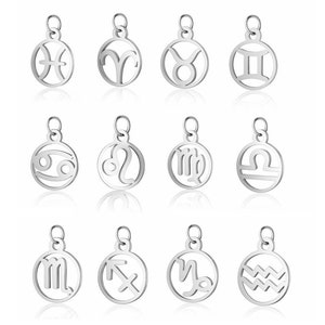 Pendants, astrological sign charms in 304 stainless steel. Sign of your choice. Sold individually. image 1