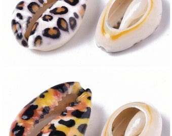 Leopard cowrie shell beads 2 models to choose from Set of 3.