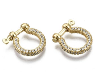 Manila clasps in 18k gold plated with zircon. 19x18mm. Sold individually.