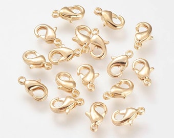 18k gold plated lobster clasps. 9x5x3. Set of 5.