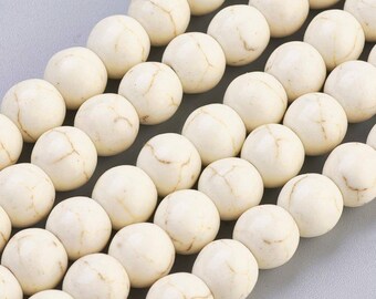 Natural magnesite beads. 8mm. Lot of 20 beads.