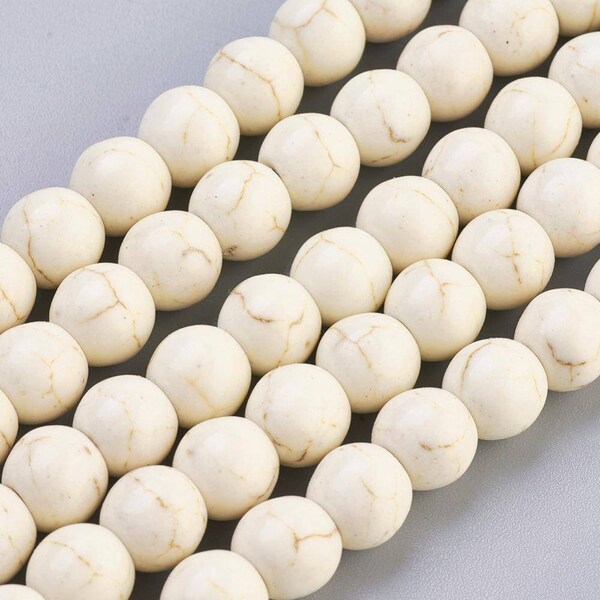 Perles de magnesite naturelles. 8mm. Lot de 20 perles.