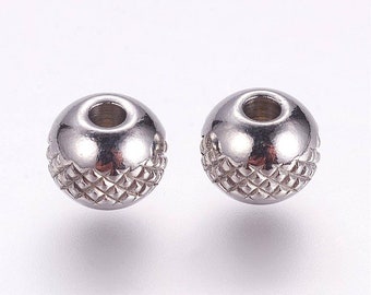 Perles en acier inoxydable 304. 8mm. Lot de 10 Perles.
