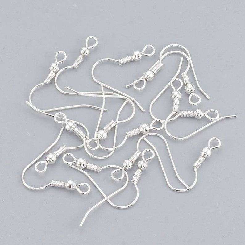 Crochets d'oreilles acier inoxydable 304. Plaqué or 18k, ou plaqué Argent 925 sterling. Lot de 10. image 5