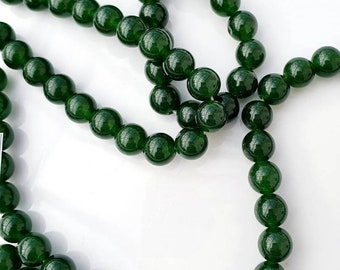 Perles jade naturelles de Qinghai. 8mm ou 6mm.