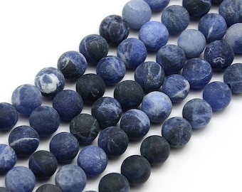 Natural Matt Sodalite Beads. 12mm, 10mm, 8mm, 6mm, 4mm.