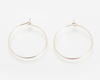 18k gold plated hoop earrings. 20mm. Pack of 10.