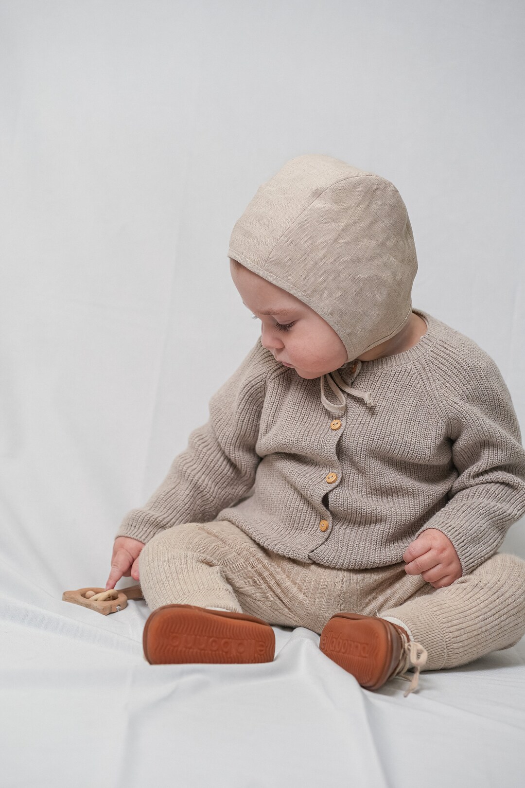 First Baby Boys Hat In Beige main image 1
