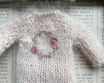 Blythe Doll Clothes: Handcrafted Sweater & Cotton Skirt Set