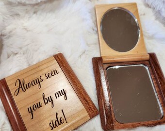 Wood compact. Great for brides, bridesmaids, mothers day or the special lady in your life