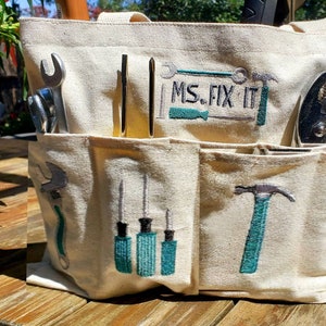 Personalized embroidered tool tote bag, perfect for new or first time home. image 1