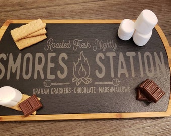 Bamboo Slate cutting/serving board, personalized just for you. Smores serving tray. 13x8