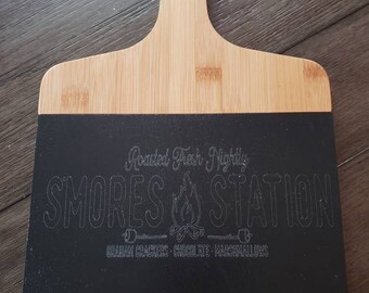 Engraved Bamboo slate smores board, personalized just for you. Great housewarming or mothers day gifts.