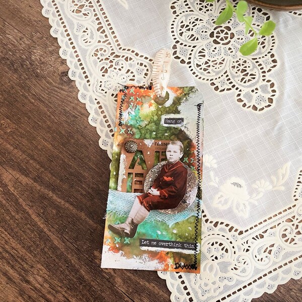 Mixed Media Art Tag // card tag unique gift diary gift tag scrapbook junk journal