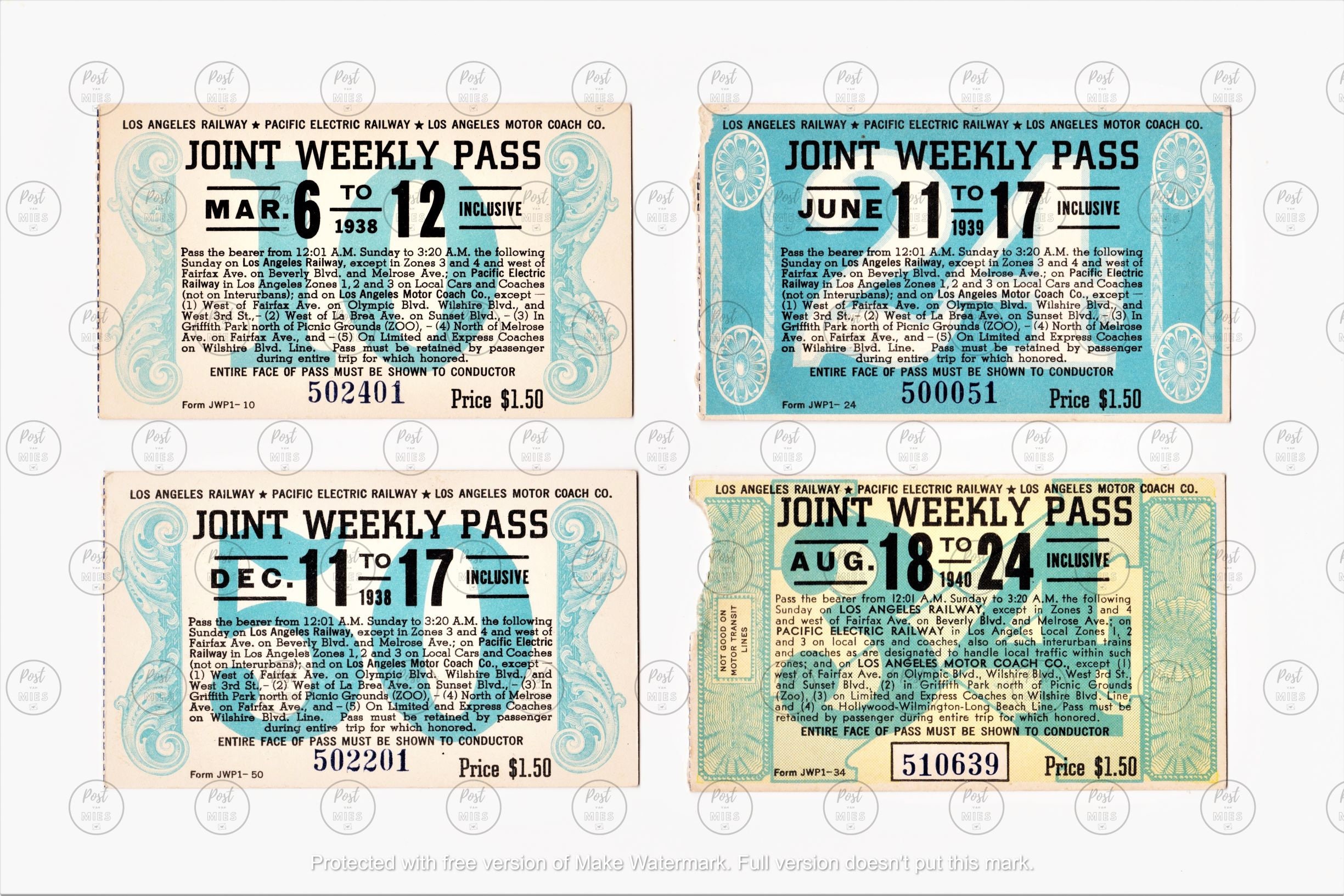 Set of 8 Original Train Tickets LOS ANGELES RAILWAY 1930's Etsy UK
