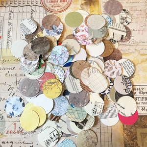 50 étiquettes CIRCLES (papier / carton) de style vintage // Scrapbook // DIY // Junk Journal // Artwork