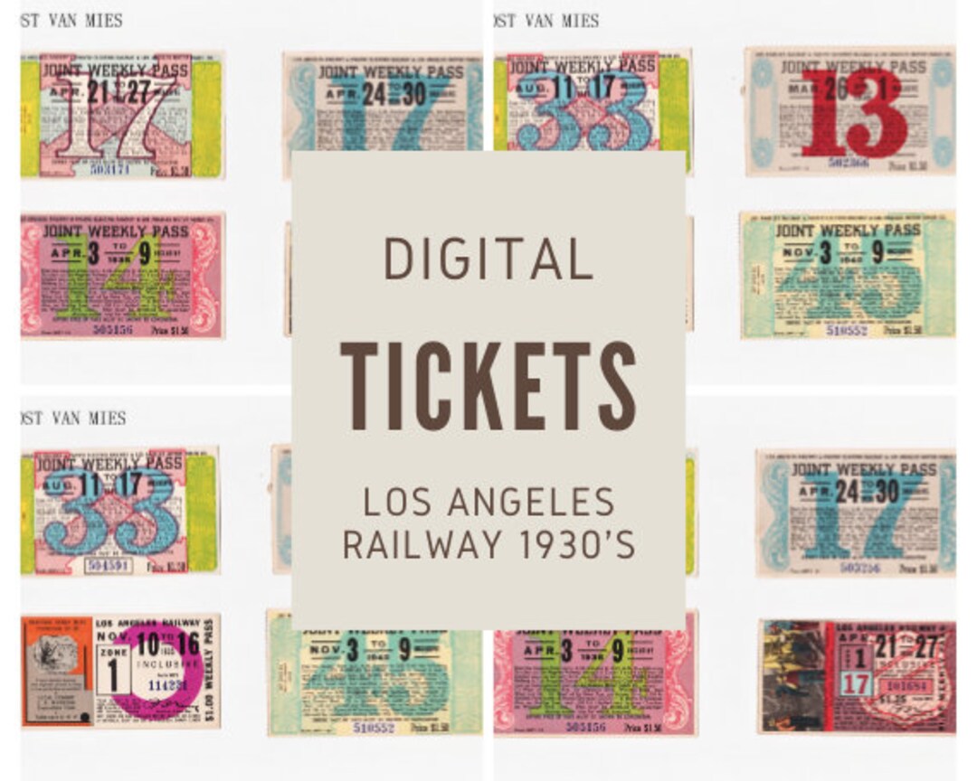 Set of 8 Original Train Tickets LOS ANGELES RAILWAY 1930's Etsy