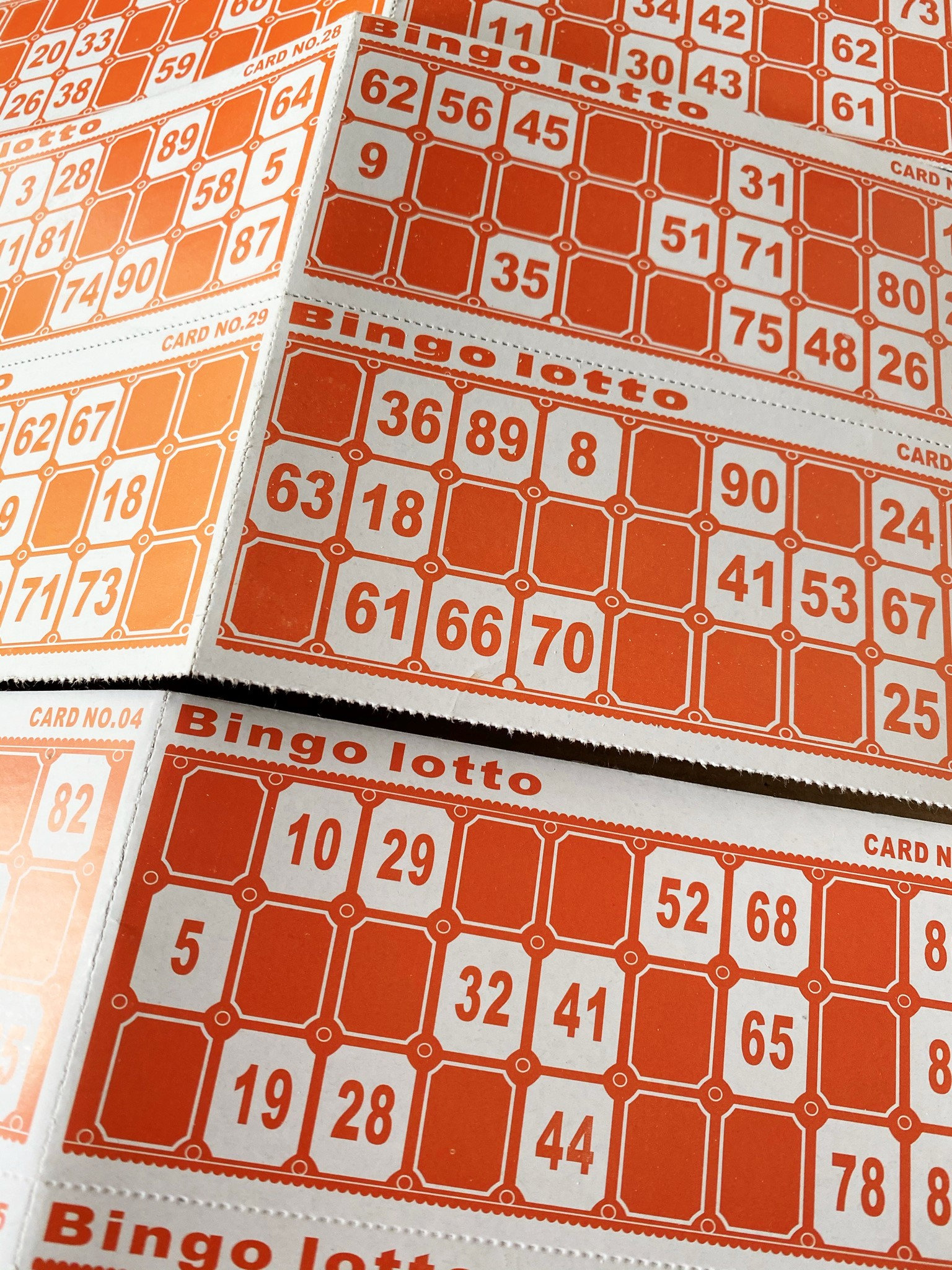 Set of 8 Vintage Bingo Lotto Cards Orange // Scrapbook // DIY Etsy UK