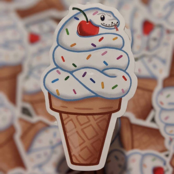 Snake sticker | ice cream sticker | animal sticker | food sticker | cute sticker | kawaii sticker | glossy vinyl sticker