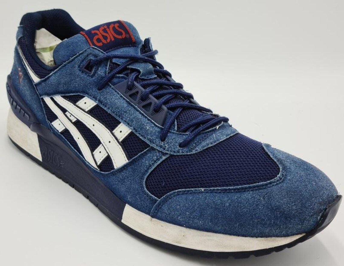 Asics Gel Respector Suede Trainers H722N Navy/Blue/White | Etsy