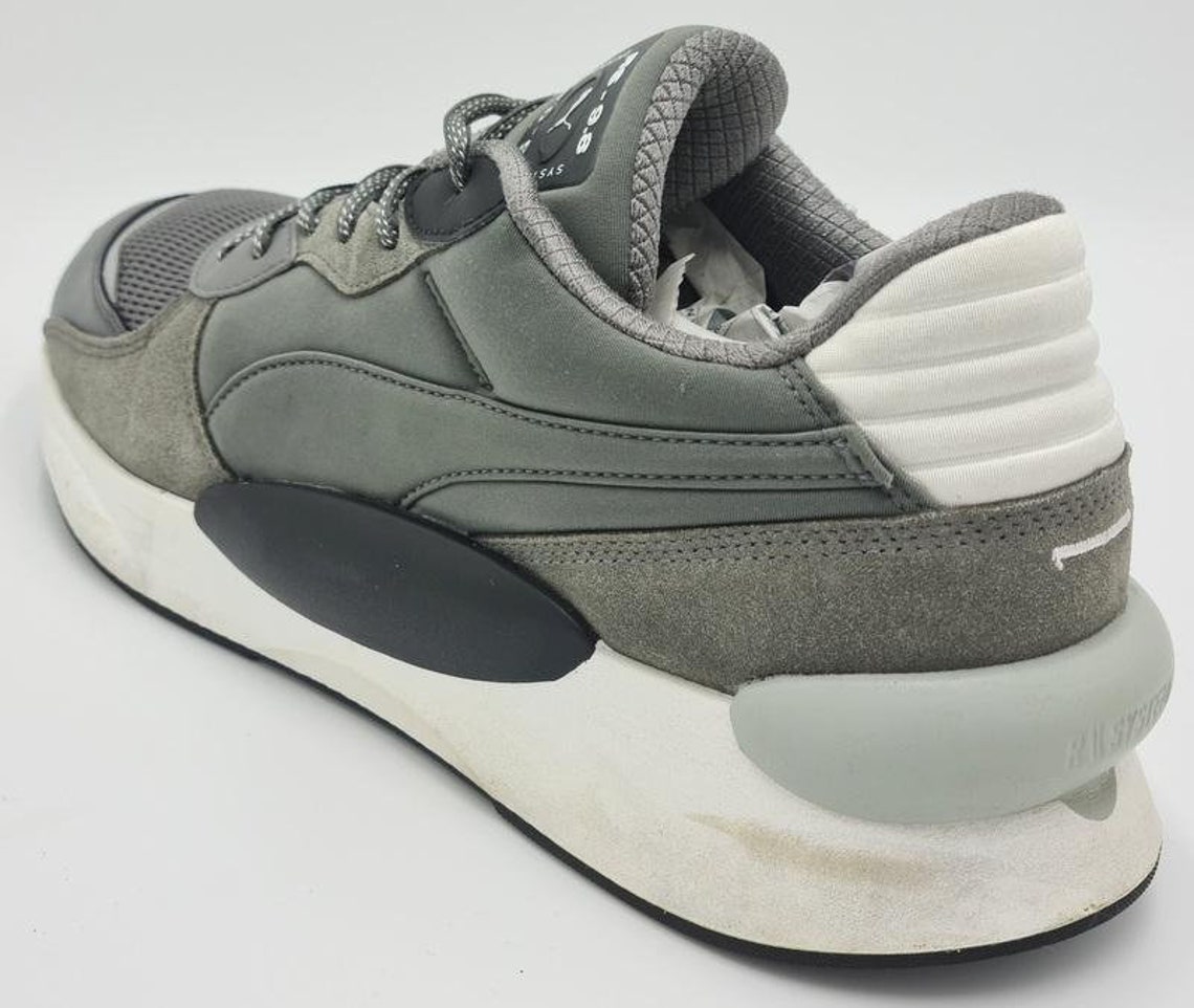 Puma RS 9 8 Gravity Suede Trainers 370370 02 Grey White Black Etsy