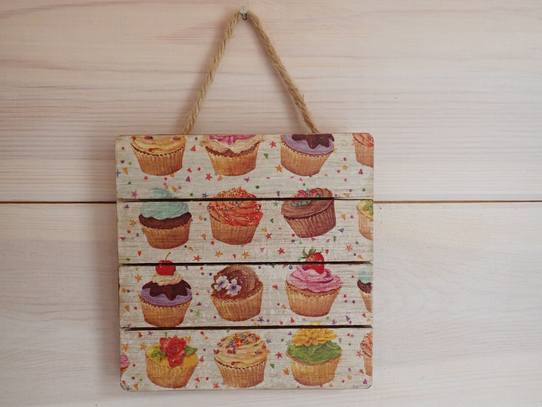 Unusual Shabby Chic Wooden Wall Plaque With Fairy Cake Design Etsy UK