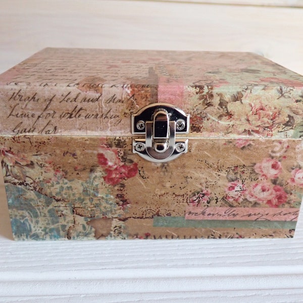 Beautiful antique style shabby chic decoupaged box