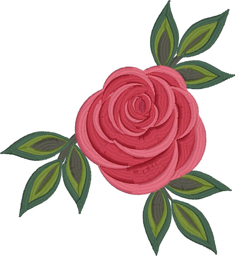 Machine Embroidery Rose Design Instant Download 3 Sizes 12 Etsy
