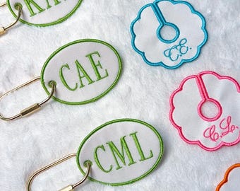 Embroidered Monogram Wine Charm | Personalized Bachelorette Party Favor