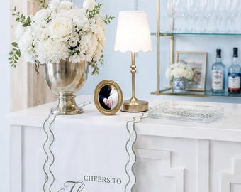Personalized Scalloped Table Runner | Scalloped Bar or Event Sign | Custom Wedding Table Runner | Name Bar Wedding Sign