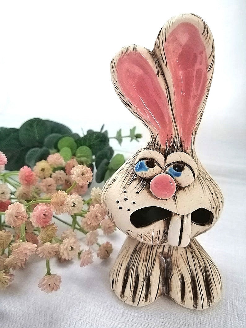 Handmade Ceramic Rabbit Statue for Home Decoreaster Home Etsy
