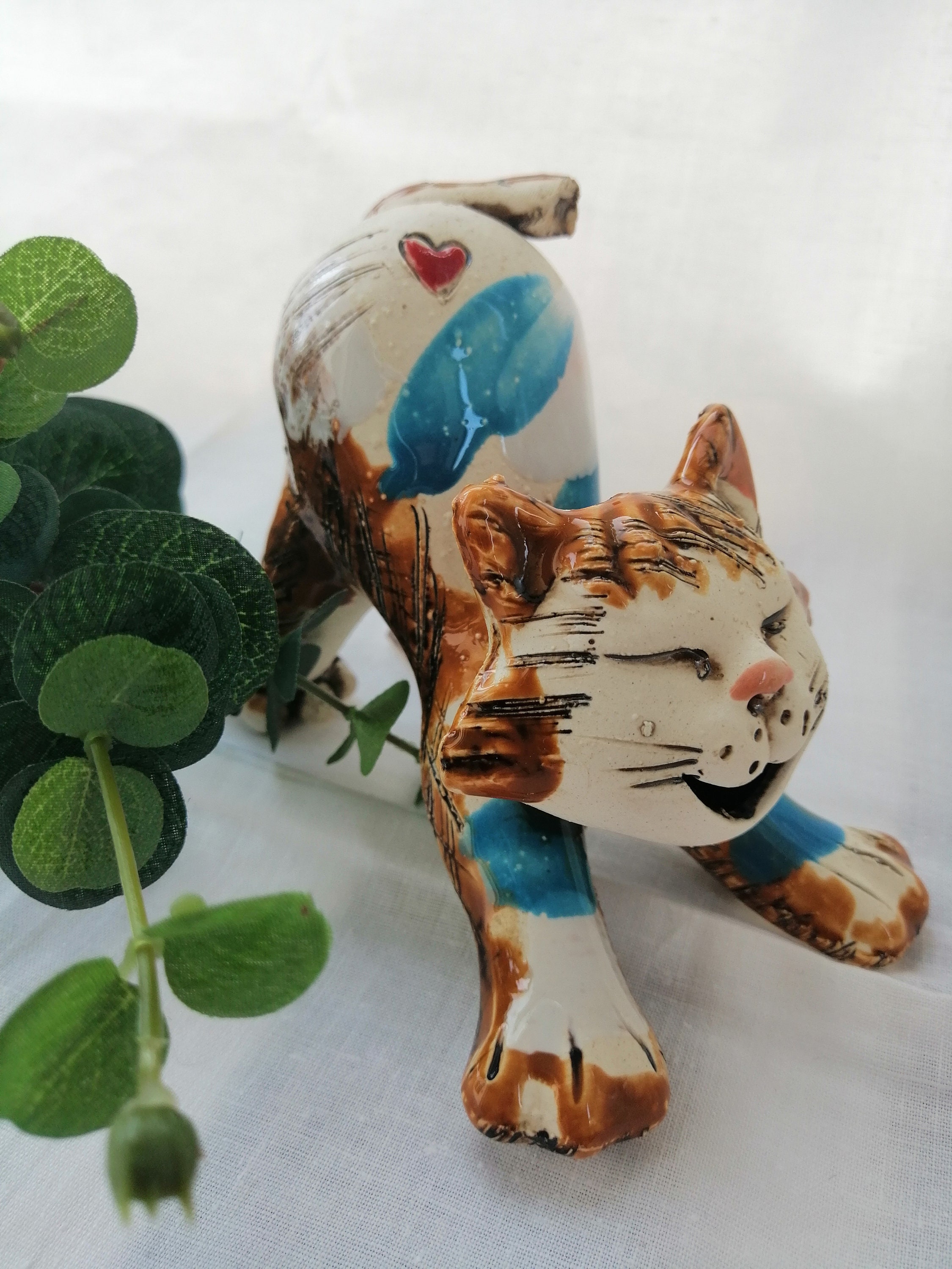Cat Statue Ceramic sculpture Home decor Gift For Her or Etsy