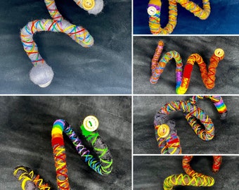 Hair Bendy Dread Tie with Rainbow Wraps - 6 colours to choose from