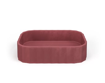 Clio Rec - Ruby - Handmade | Concrete Sink | 31 Unique Colors | Wall mounted | Art | Bathroom | Rectangular | Powder Room | Luxury |