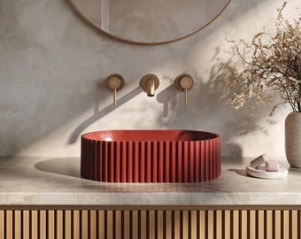 35 Colors - Handcrafted Concrete Vessel Sink: Geni Modern Pill Shape Basin