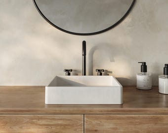 35 Colors - Lily Sq. Concrete Vessel Sink: Modern Bathroom, Powder Room