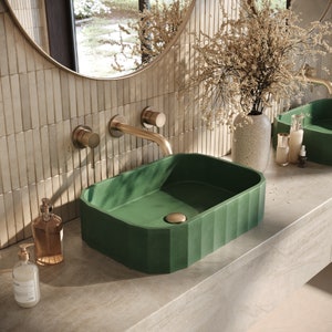35 COLORS! Clio Rec Concrete Sink - Modern Vessel Sink, Luxury, Powder Room, Small Space Vanity, Bathroom Sink
