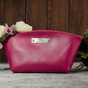 Personalized Leather women makeup bag, Bridesmaid gifts, Wedding Gift, Cosmetic bag, gift for her, gift for women, toiletry bag