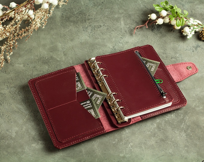 Leather planner binder A6, Leather journal personalized, Refillable journal, Corporate gifts, Leather notebook, gift for employees