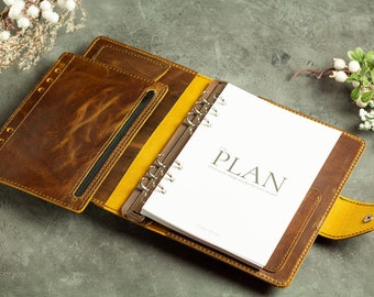 Leather journal ring, Business Organizer, Personalized journal, Leather Notebook, Leather journal A5, Corporate gifts, Leather planner