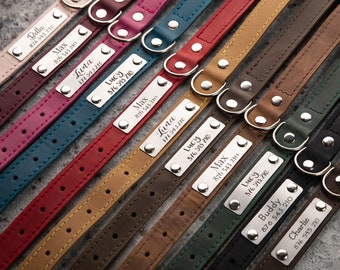 Collier pour chien en cuir, médaille gravée sur mesure