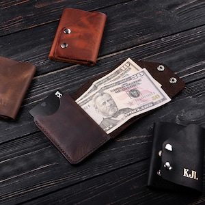 Cartera de cuero minimalista para hombre, accesorios de cuero, Regalo personalizado para hombre, Regalo de novio, cartera