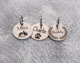 Personalized Pet ID Tag, Custom Dog Cat Tag, Engraved Name