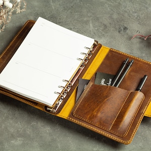 office gift for staff, gift for employees, corporate gifts, leather journal, leather notebook, leather planner, travel journal, ring binder, planner binder, leather organizer, refillable journal, personalized planner