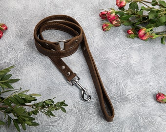 Gepersonaliseerde lederen hondenriem, lederen huisdierriemen, lederen hondenaccessoires, hondenriemen