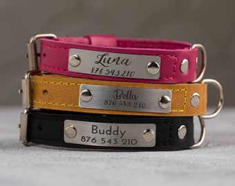 Personalized leather dog collar, Dog collar with name tag, dog collar girl, dog collar boy, dog collar accessory