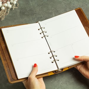 office gift for staff, gift for employees, corporate gifts, leather journal, leather notebook, leather planner, travel journal, ring binder, planner binder, leather organizer, refillable journal, personalized planner