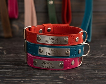 Personalized Leather Dog Collar, Custom Puppy Collar