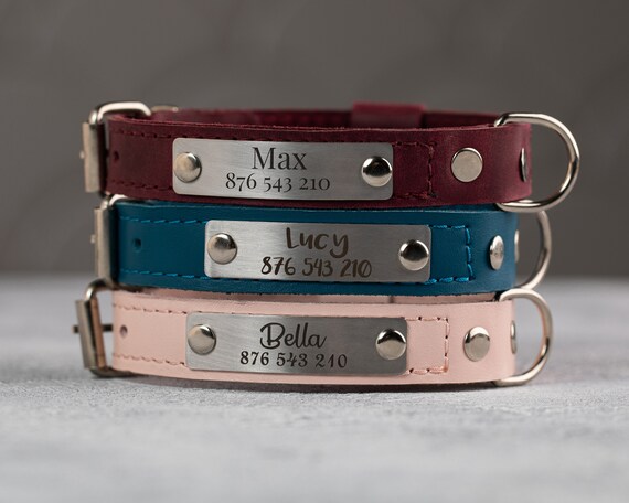 Leather Dog Collar Personalized Personalised Dog Collar With Engraved ID Tag - Soft Padded Faux Leather, Adjustable Sizes Personalized Dog Tags For Men - Foto 9